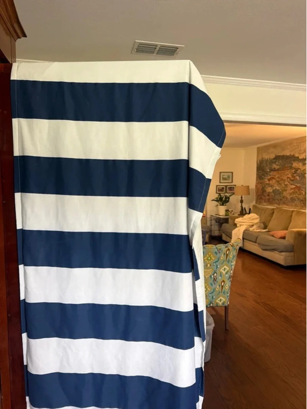4-Piece Pillowfort Navy & White Striped Curtain Panels